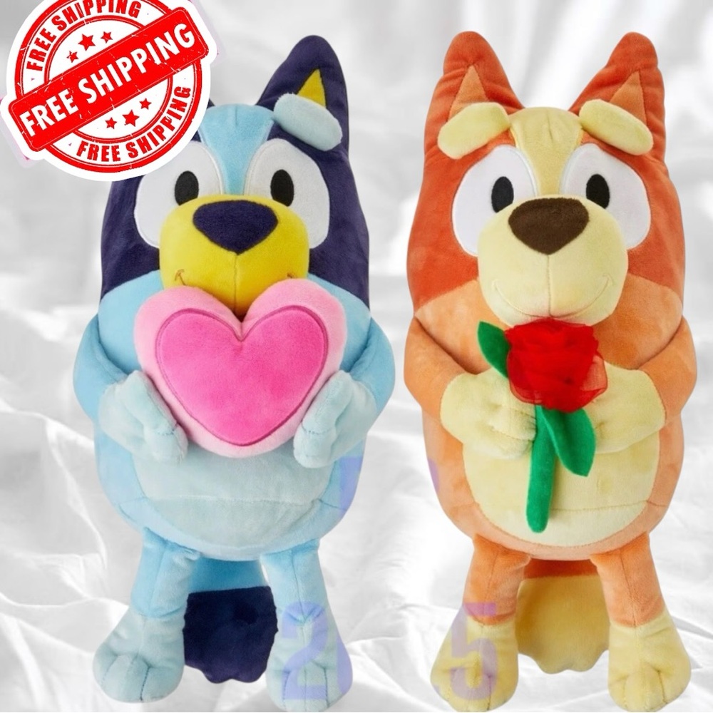 Bluey and Bingo 18” Valentine’s Large Plushies set 2025 NWT FREE SHIPPING!l